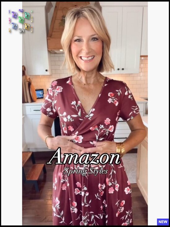 Floral Print Maxi Dress Casual V Neck Short Sleeve Flowy Sundress with Pockets - Picture 7 of 7